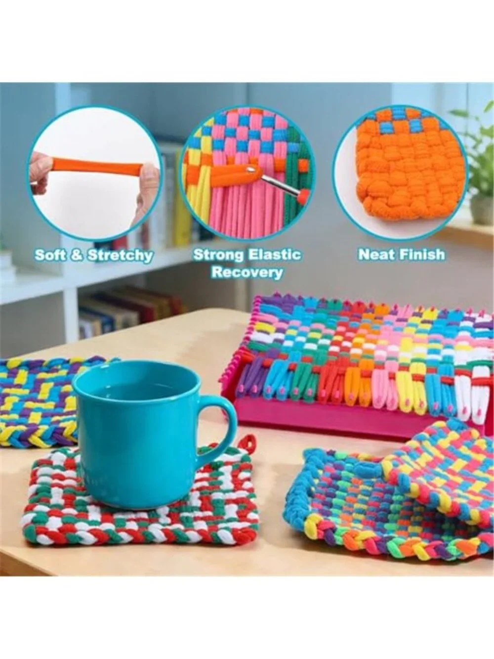 Kids Loom Weaving Craft Kit Potholder Maker DIY Arts Crafts Set Reusable Gift